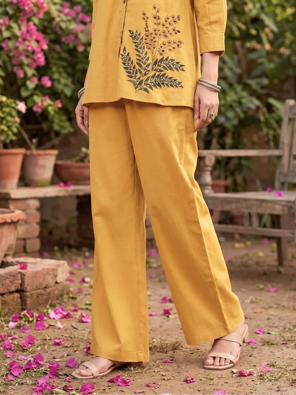 Shreevya : Mustard Embroidered Co-ord Set