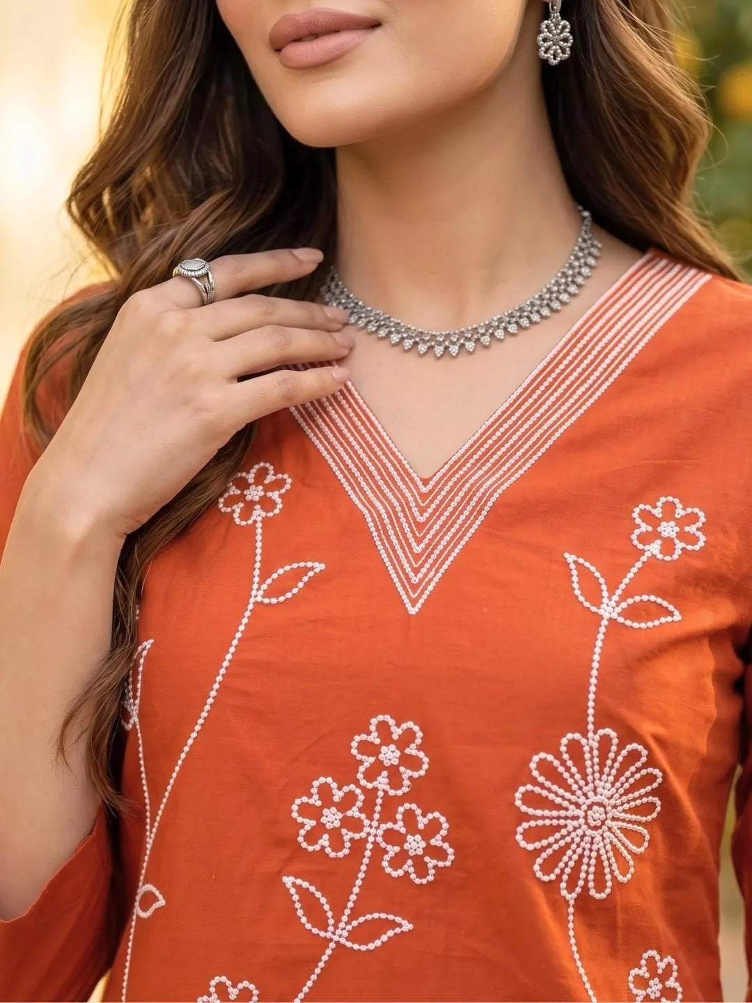 Shreevya : Gulmohar Rust Embroidered Co-ord Set