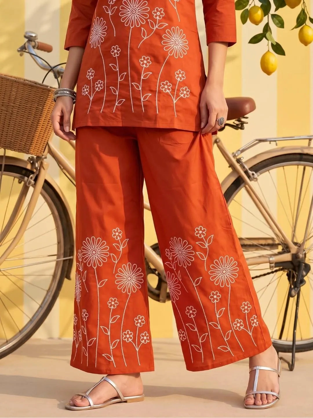 Shreevya : Gulmohar Rust Embroidered Co-ord Set