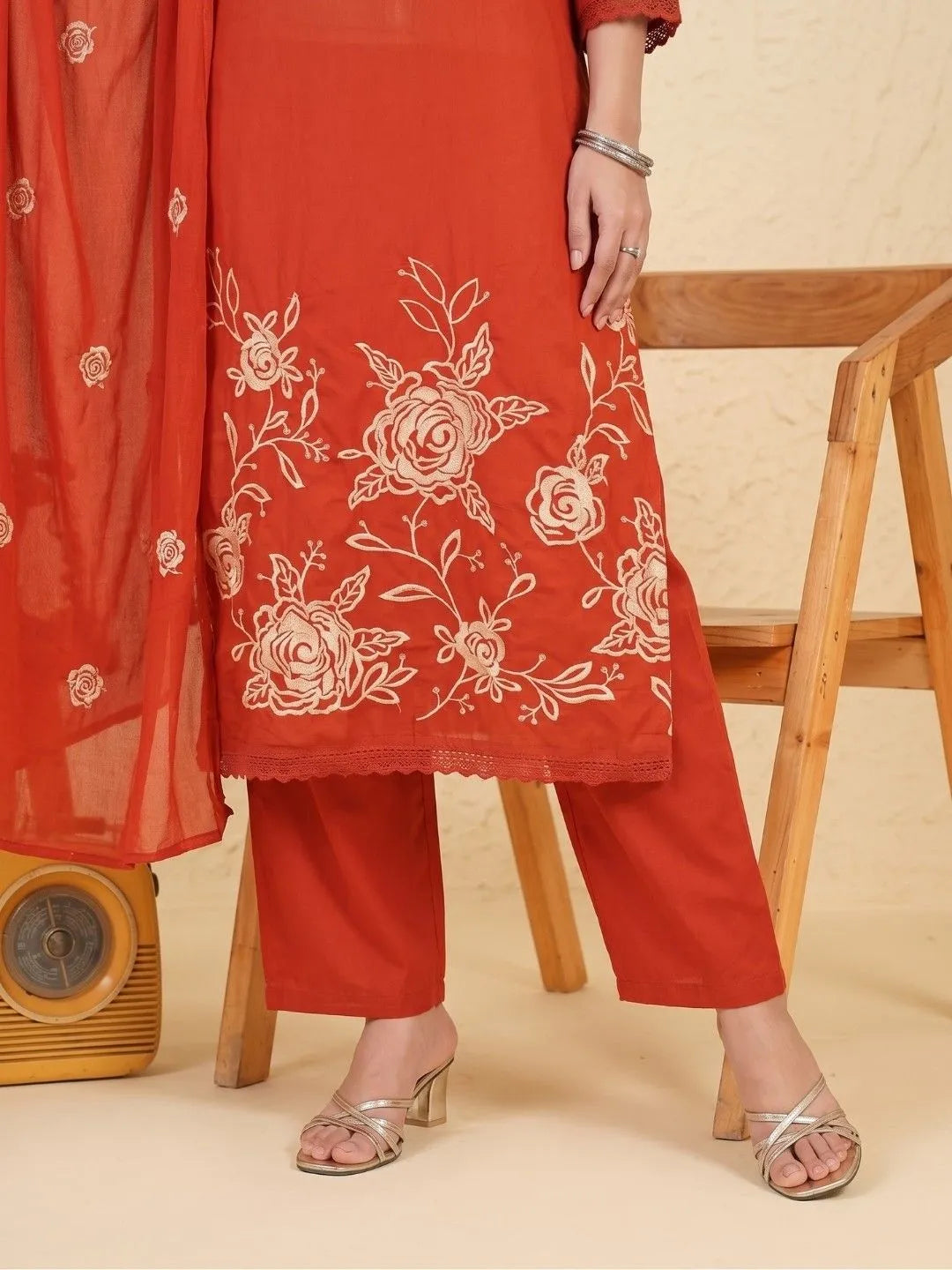 Shreevya : Gulnaar Cotton Embroidered 3 Piece Suit Set