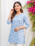 Shreevya : Sky Blue Paisley Printed Straight Kurti