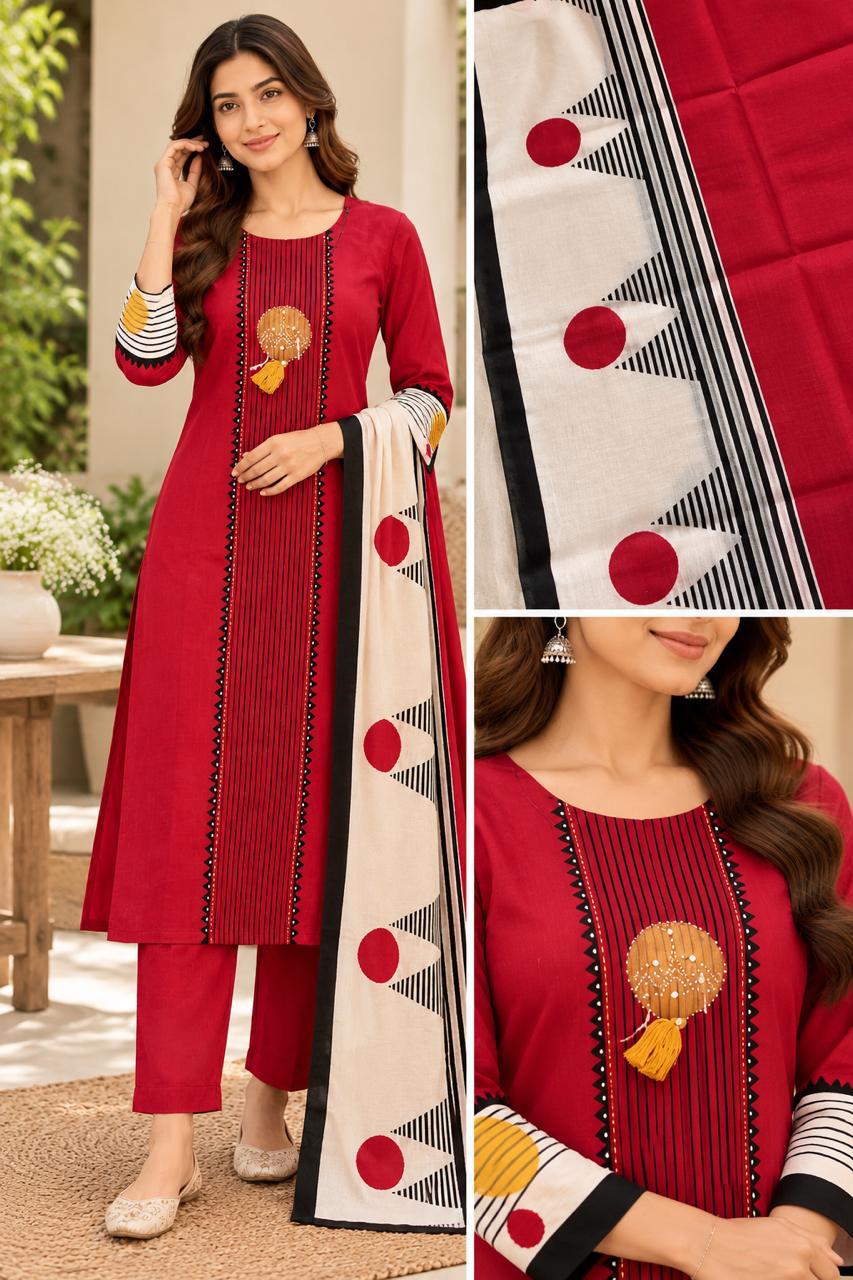 Shreevya : ANARKALI Ruby Red Printed