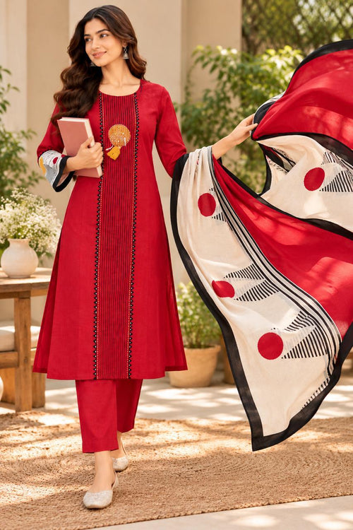 Shreevya : ANARKALI Ruby Red Printed