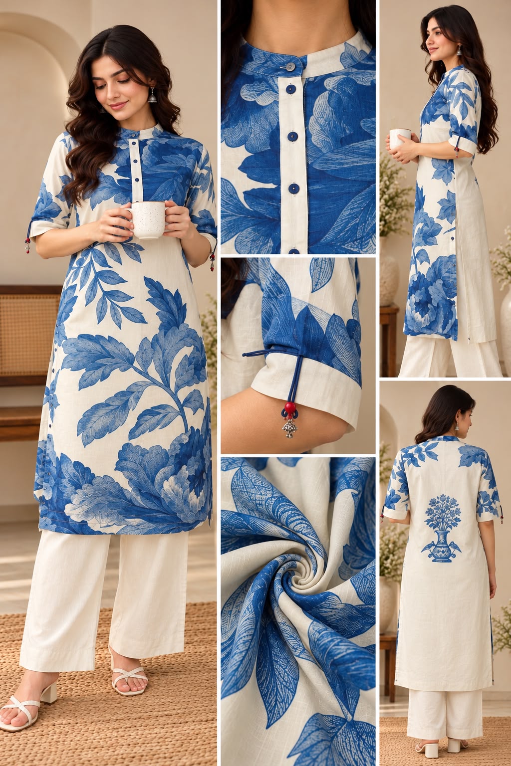 Shreevya Blue Floral Printed 2-Pc Suit Set.