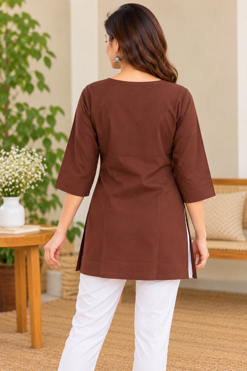 SHREEVYA : MEHFIL PEACOCK EMBROIDERED SHORT KURTI