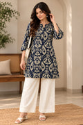 Shreevya Navy Blue Printed Short Kurti