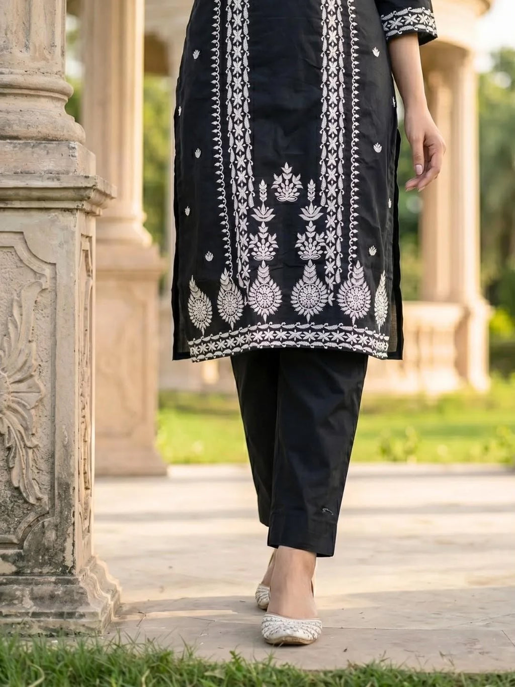 SHREEVYA Noor Black Embroidered Suit - Bottom Detail