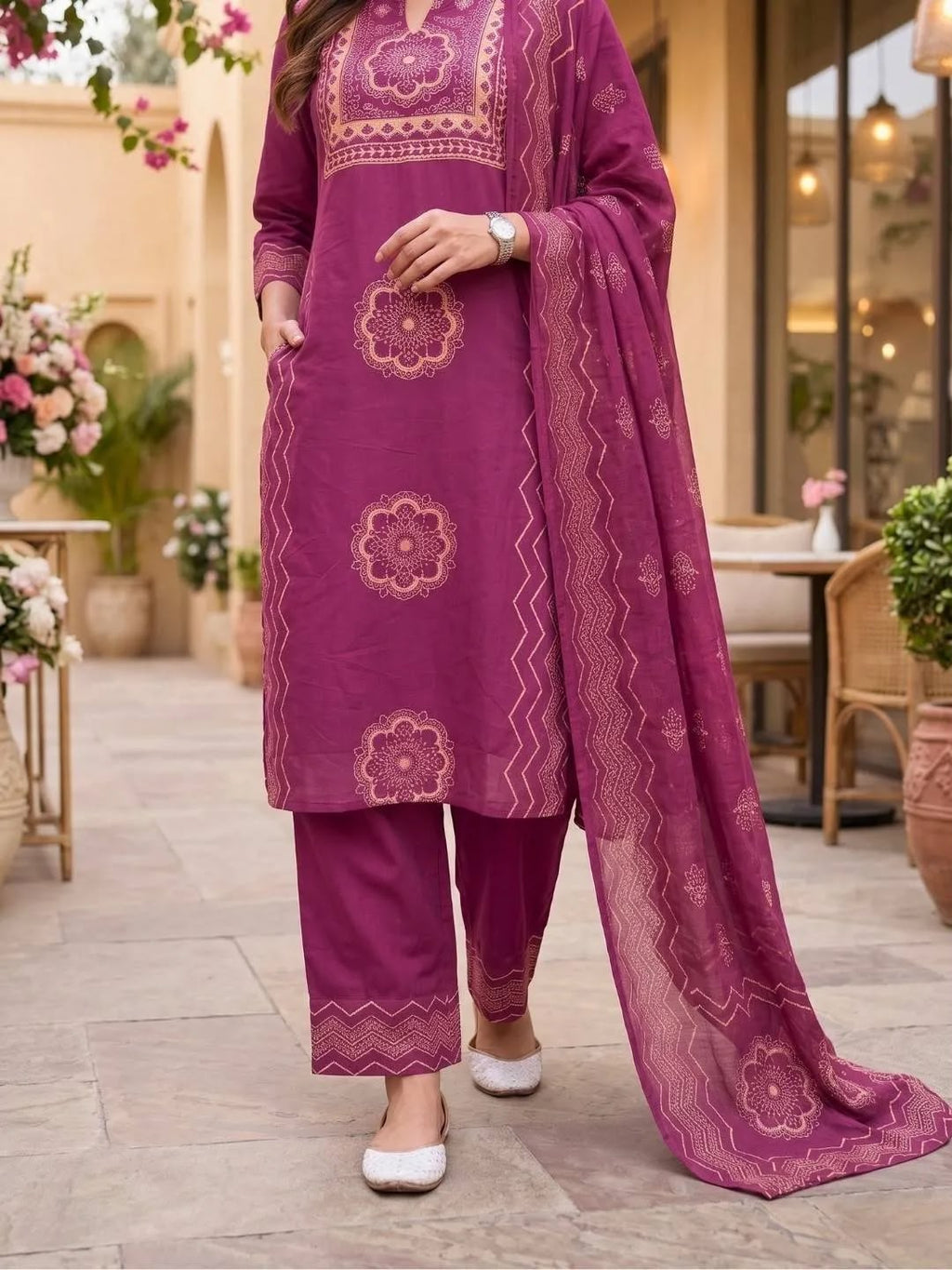 SHREEVYA Gulabi Magenta Printed Suit - Bottom Detail