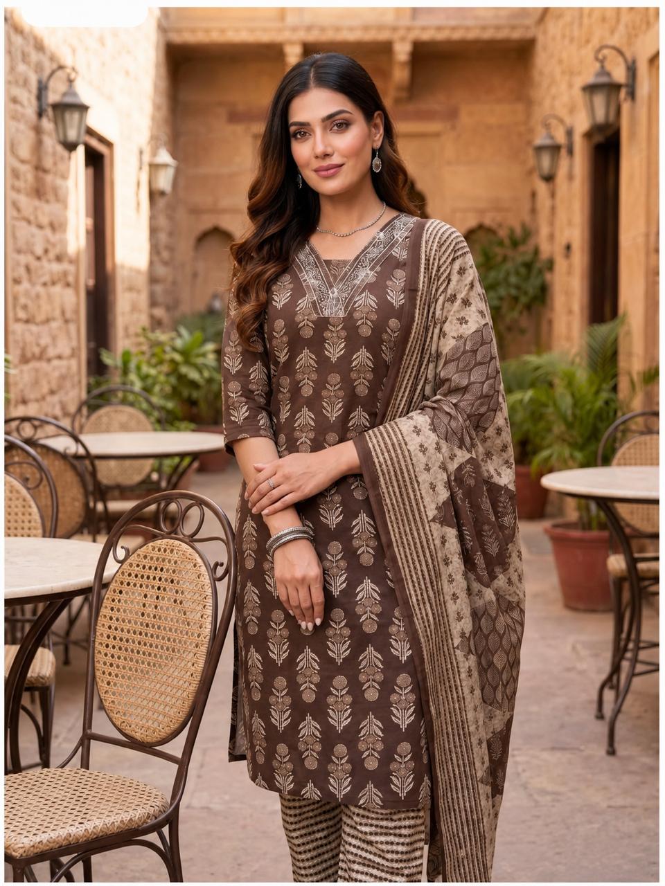SHREEVYA Vasudha Heritage Printed Suit Set - Full View