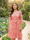 Shreevya : Peach Floral Printed Anarkali Suit Set